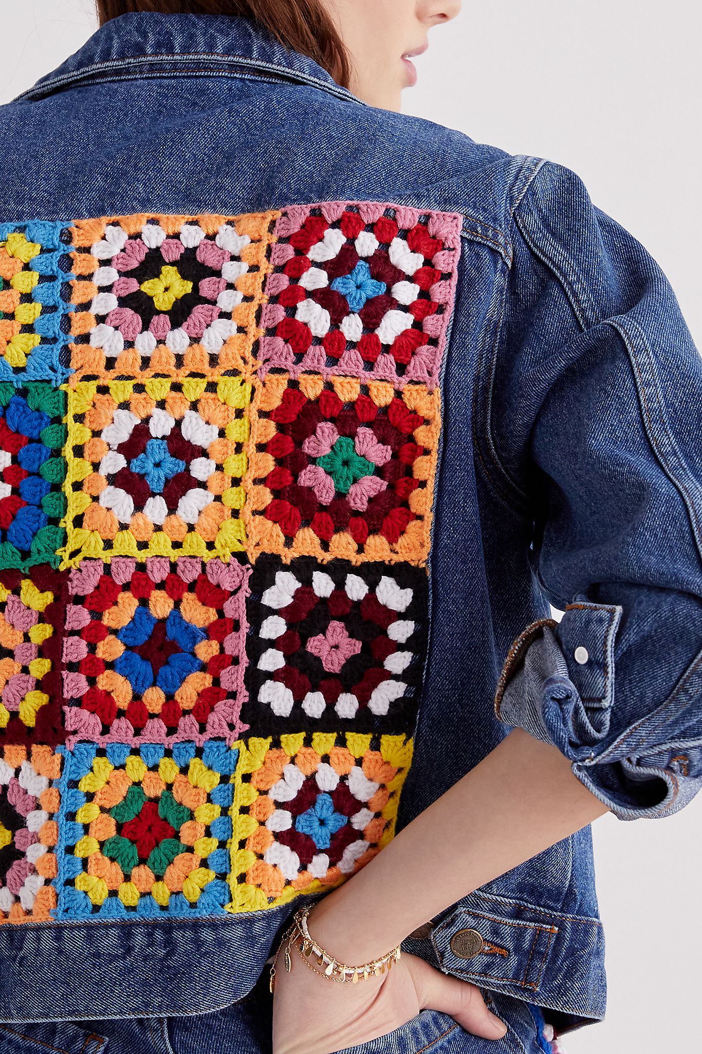 Farm Rio + Crochet Denim Trucker Jacket