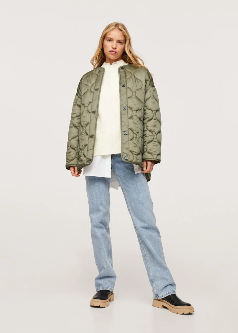 Mango Satin Quilted Jacket