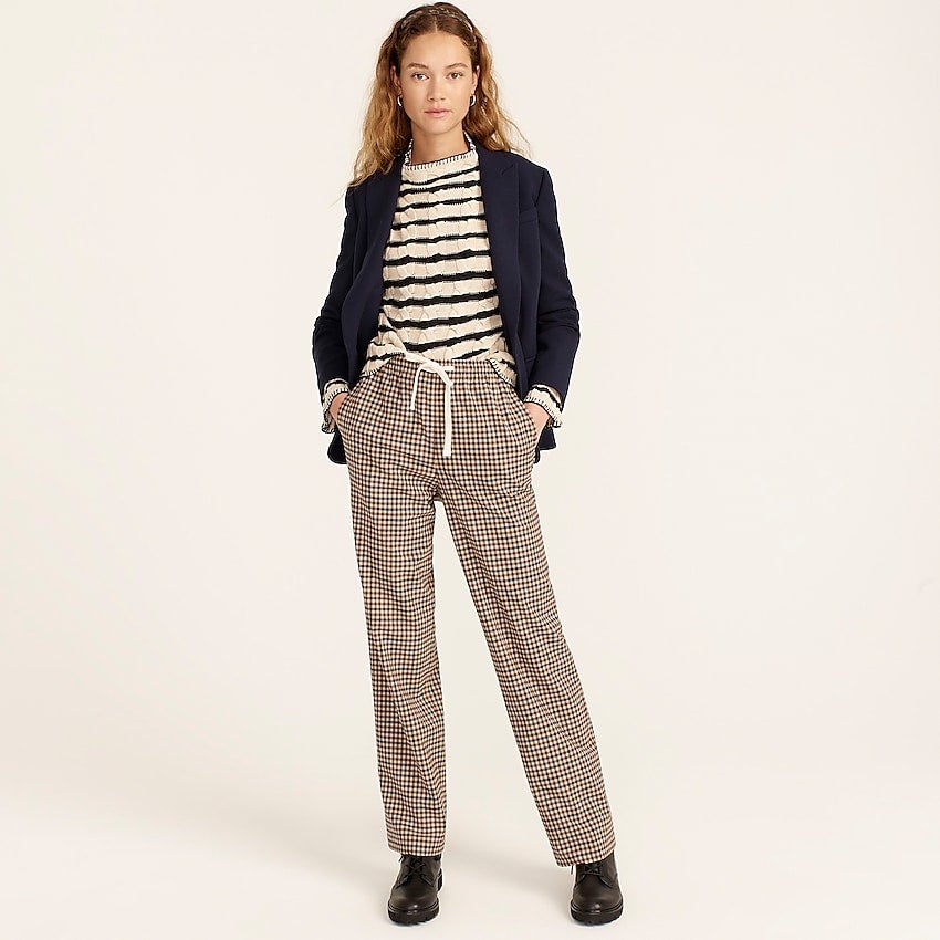 The High Tie Waist Ankle Pant in Plaid