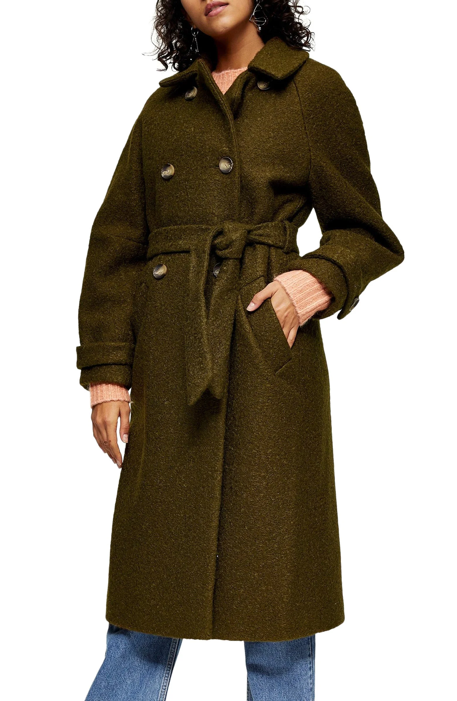 Bouclé button sales front coat topshop