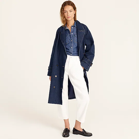 J crew denim trench best sale coat