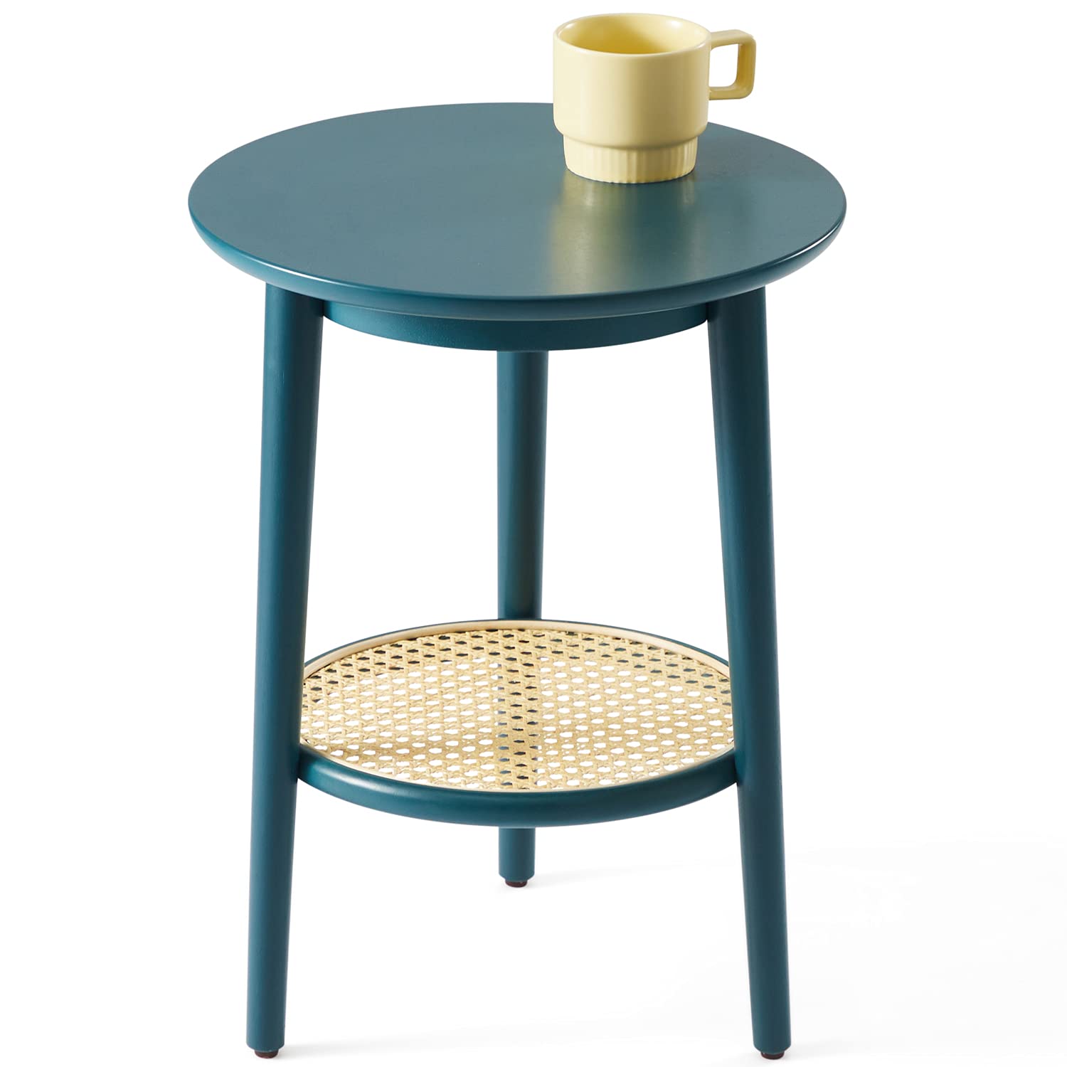 Harmati + Round Side Table with Storage Teal