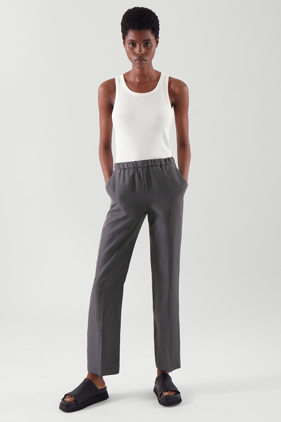 Taffeta Silk Pant with Cotton Lining Pants for Womens Side Slit and Both  Side Pockets Pack of 1Grey Color