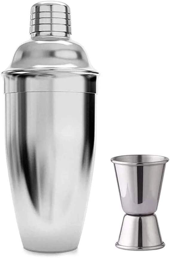 Pubiao + 26 Ounce 750ml, Cocktail Shakers Stainless Steel Cocktail Shaker  Built-in Bartender Strainer with Measuring Cups 15/30 ml Drink Bar Set  Accessories