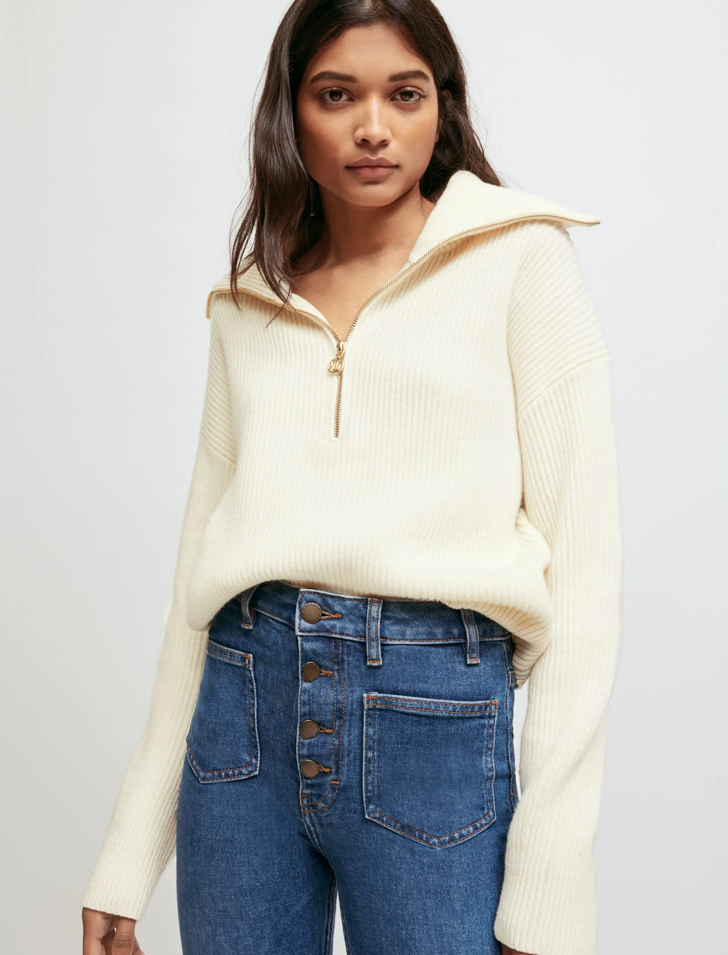 Half zip collar sweater shop