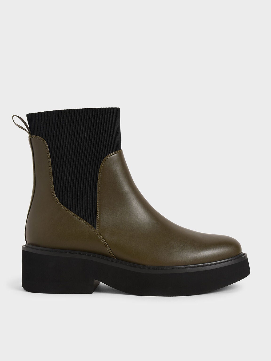 Charles and Keith + Ankle Sock Boots – Olive