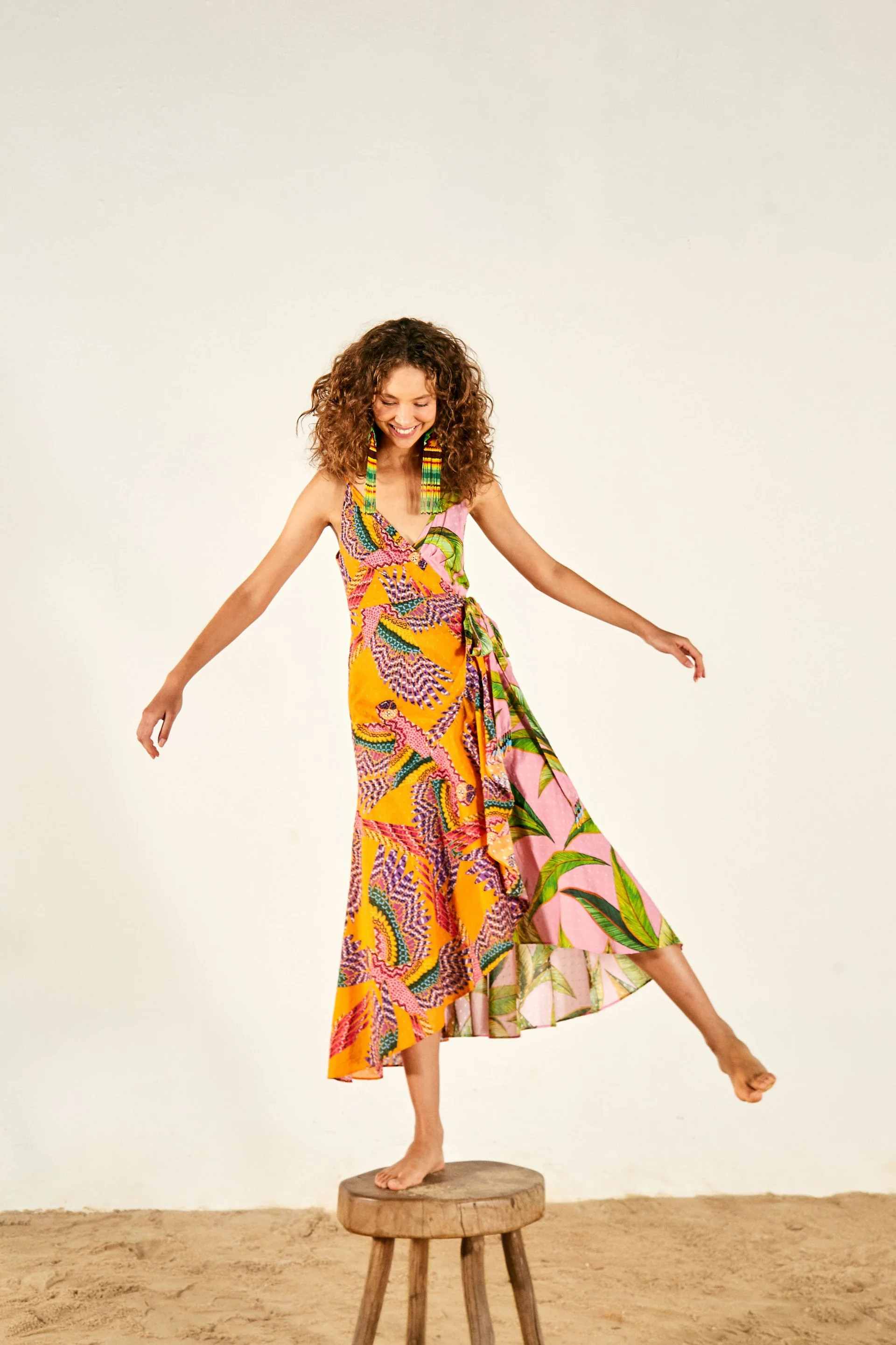 Mixed print midi dress on sale