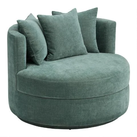 World Market Oversized Crushed Velvet Rico Upholstered Swivel Chair