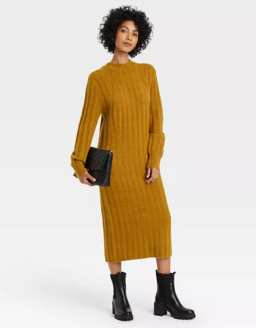 A New Day + Women’s Long Sleeve Ribbed Knit Sweater Dress – A New Day™