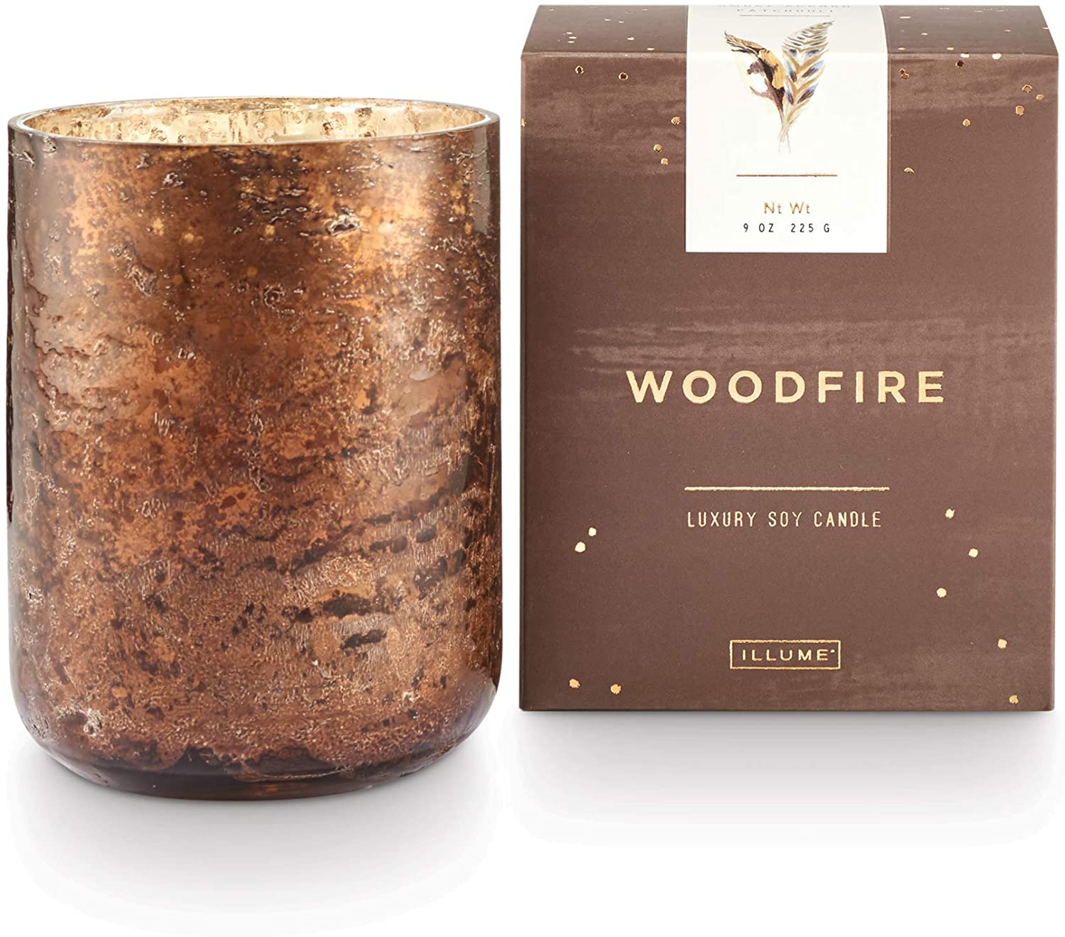 Woodfire Mercury Glass, 9 oz Candle, Demi
