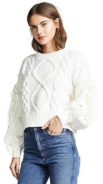 Line and dot jasper fringe sweater best sale