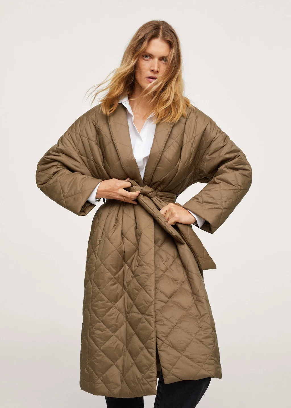 Mango Belt Quilted Coat