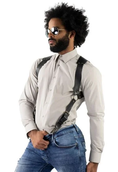 Differio + LEATHER HARNESS SUSPENDERS WITH TRIGGER SNAPS