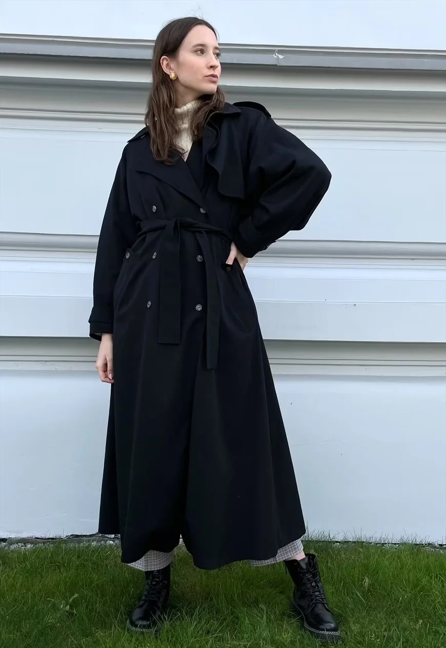 Kex Vintage Store + Black Vintage 80s Trench Coat