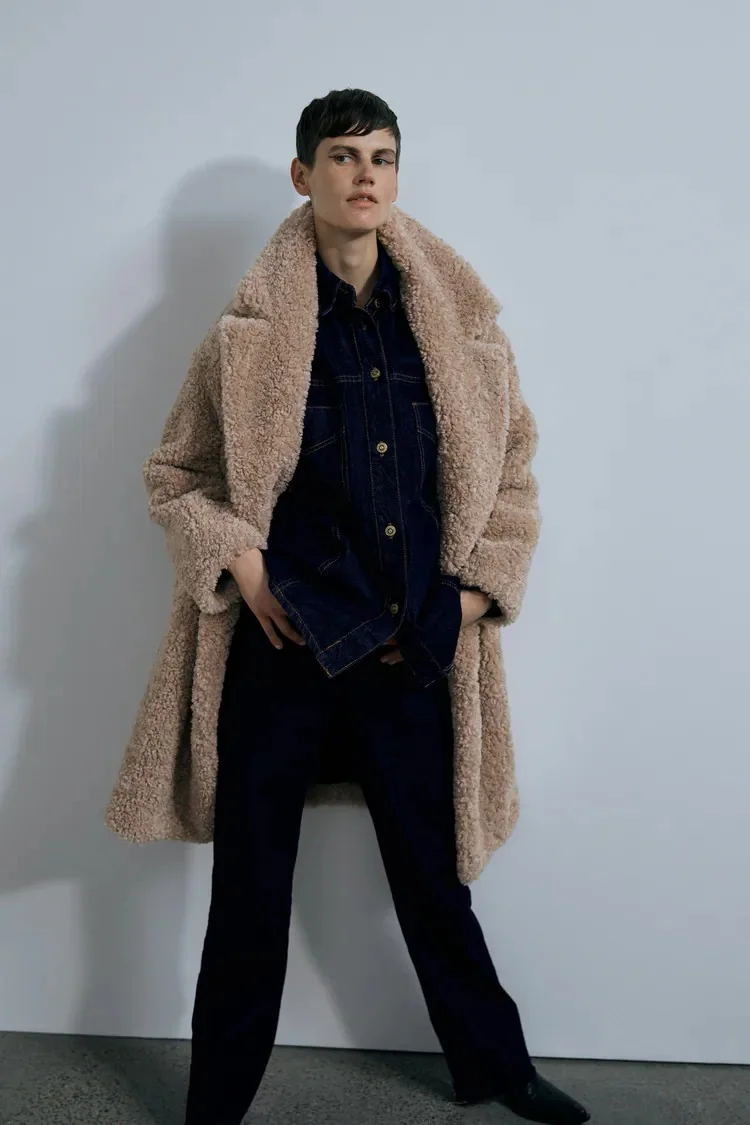 Shearling coat mens zara on sale