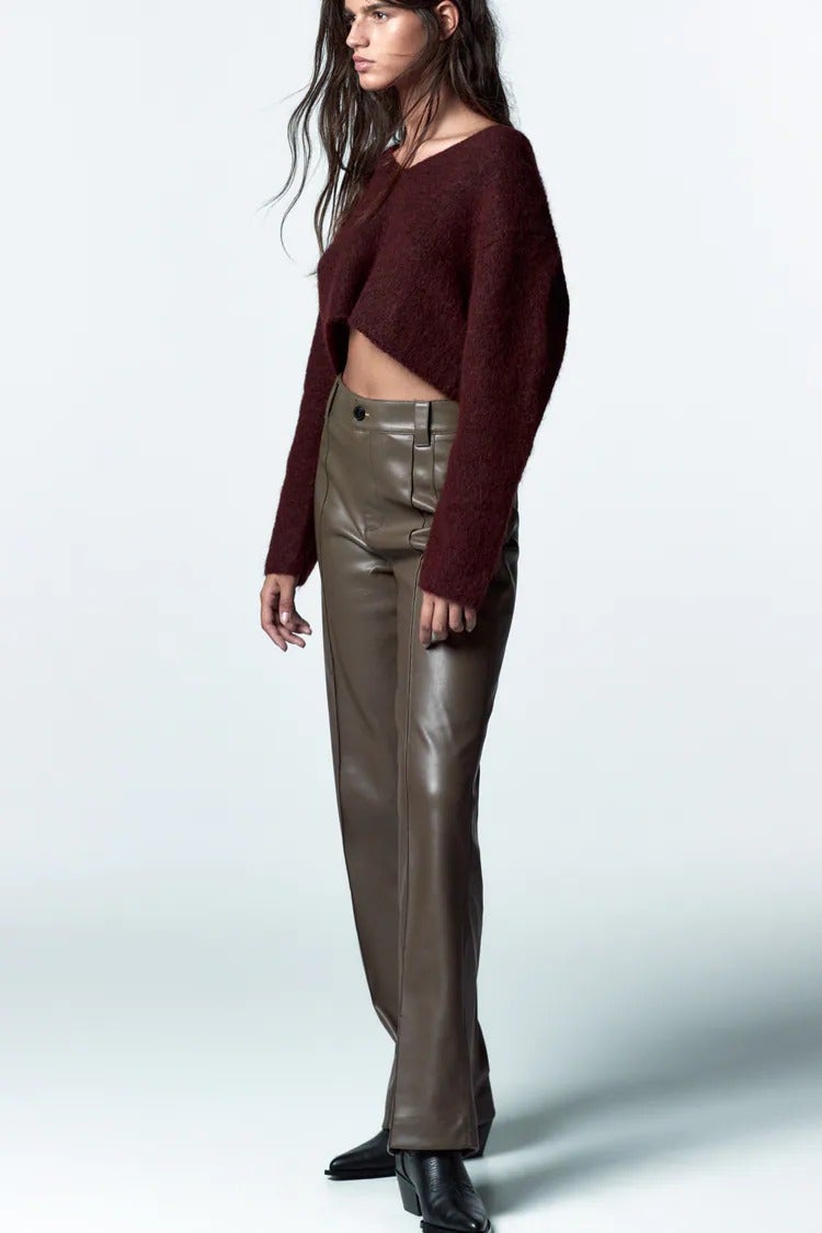 Zara + Faux Leather Trousers