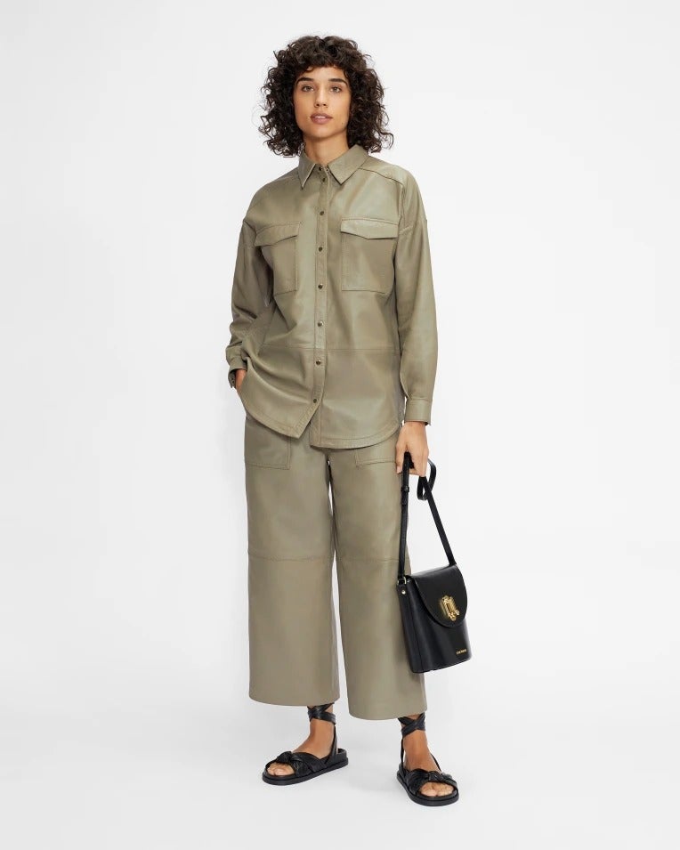 Ted Baker + Leather wide leg trousers