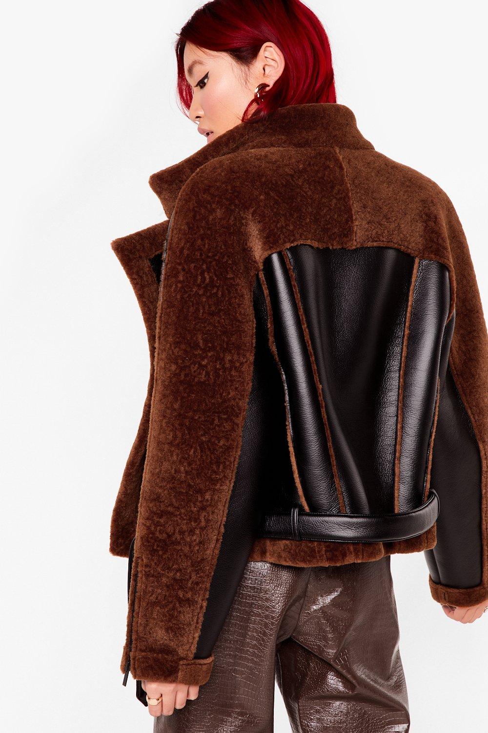 fur trimmed biker jacket