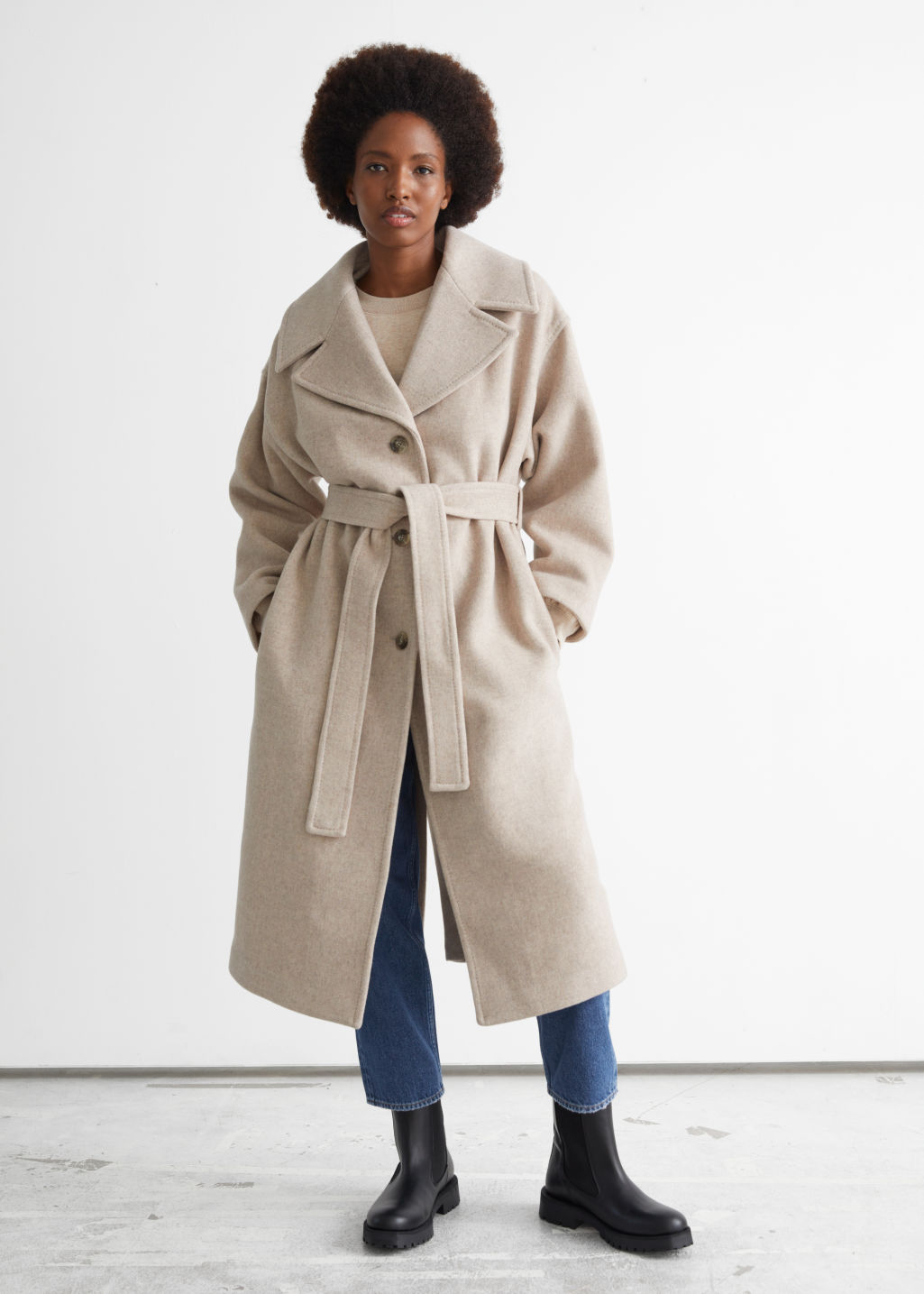 Belted Wool Coat With Hood | vlr.eng.br