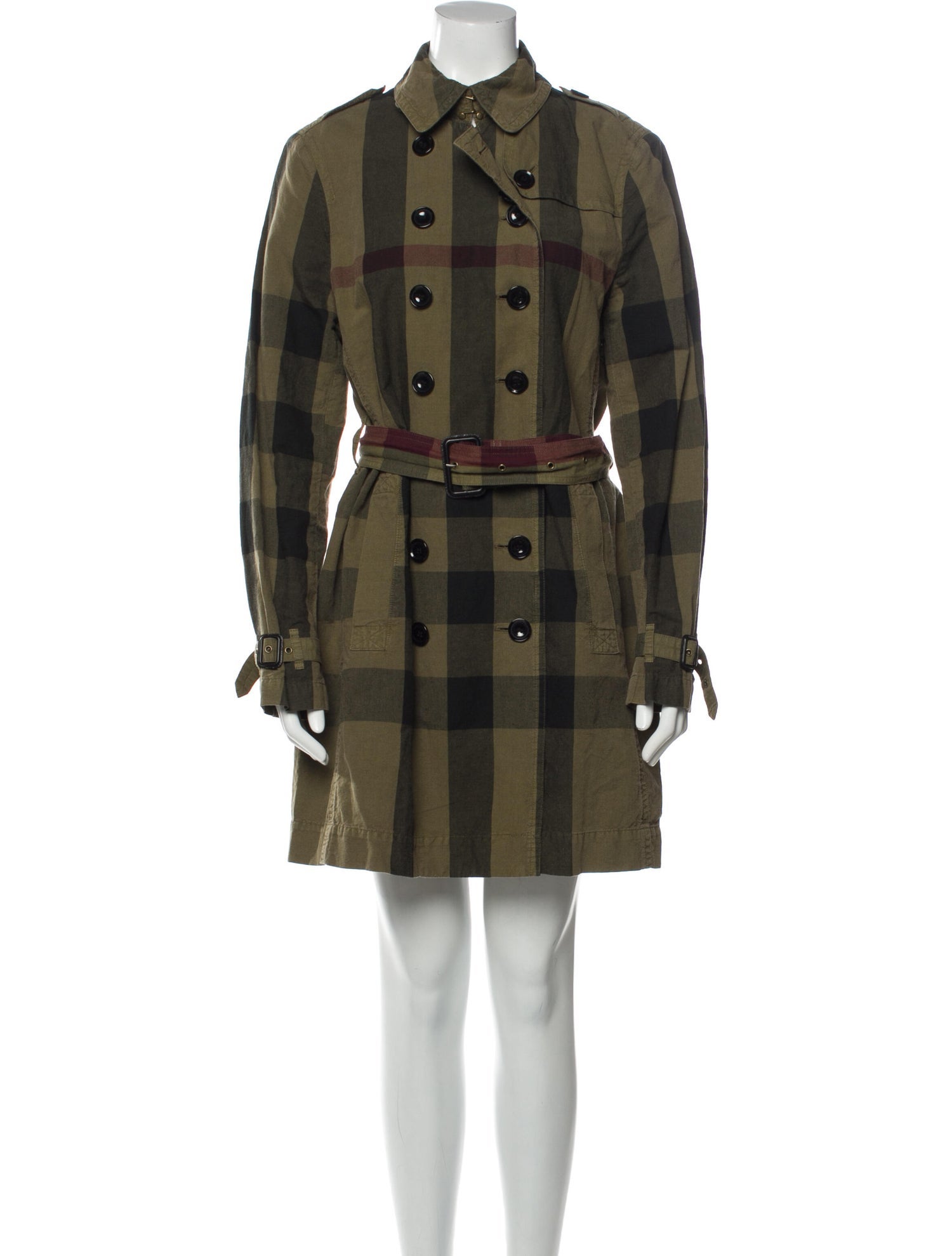 Burberry + Plaid Print Trench Coat