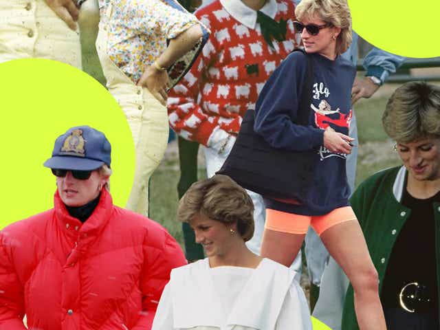 Various looks worn by Princess Diana in the 90s