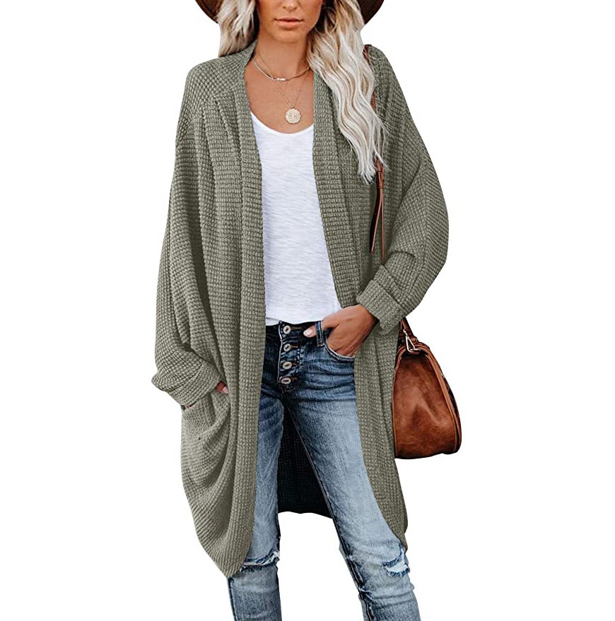 MeroKeety + Waffle Knit Long Sleeve Cardigan Sweater Coat