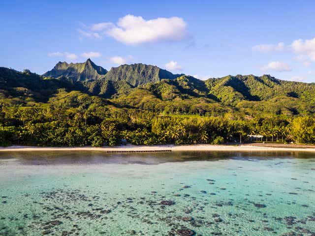 A panoramic view of Rarotonga, the largest of the Cook Islands in the South Pacific.