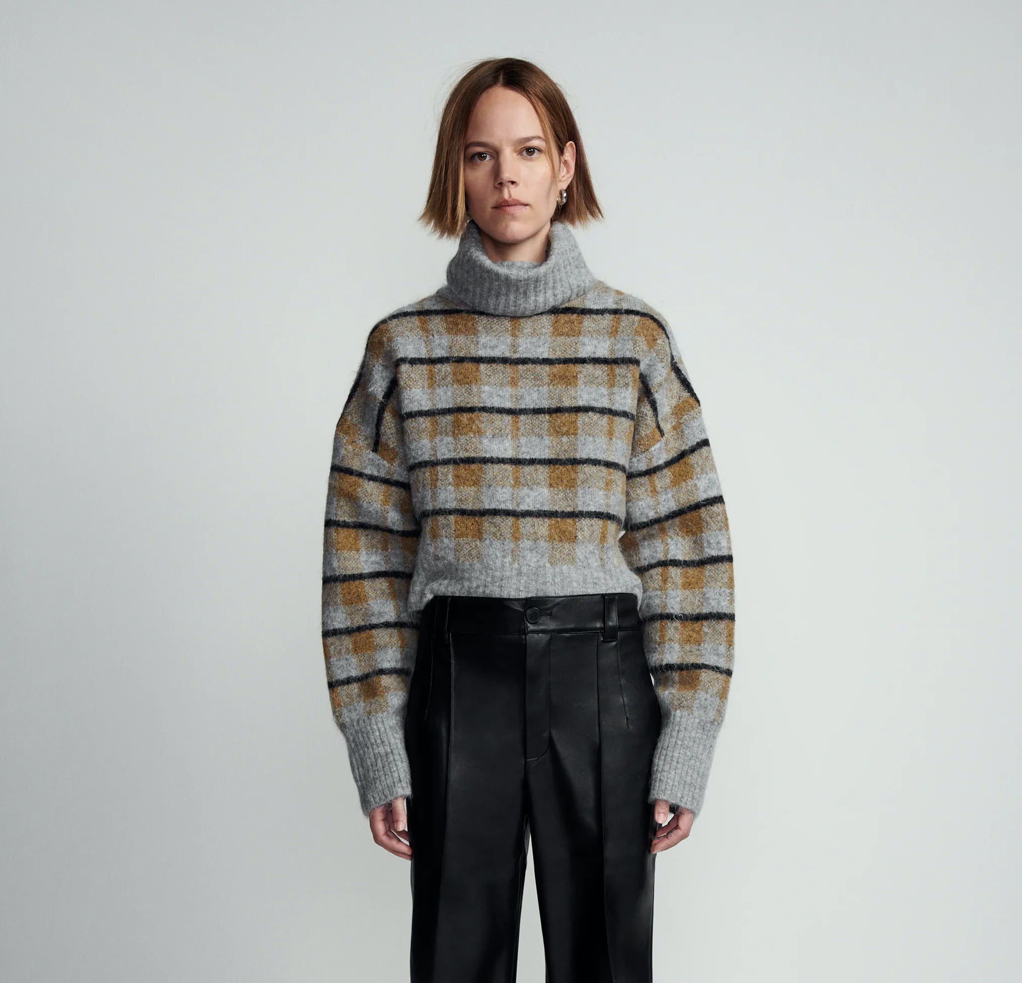 Zara + Wool And Alpaca Blend Checkered Sweater