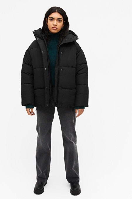 Monki + Oversized puffer jacket with hood