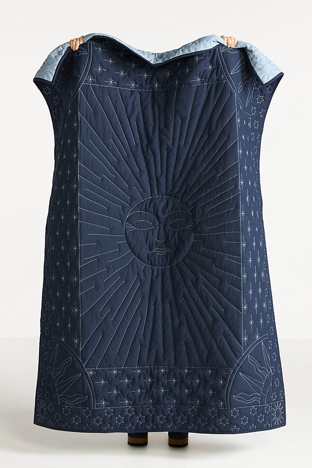 Anthropologie + Embroidered Luna Quilted Throw Blanket