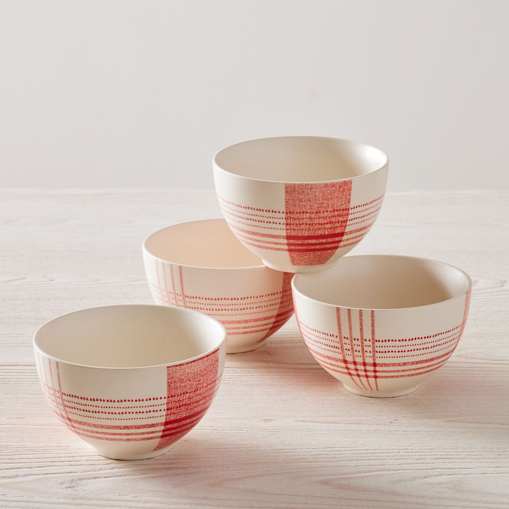 West Elm + Set of 4 Origin Plaid Cereal Bowls