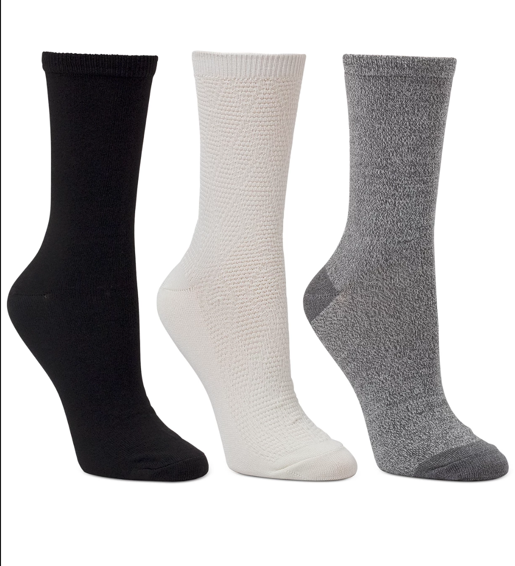 Cuddl Duds + 3Pk. Textured & Classic Crew Socks