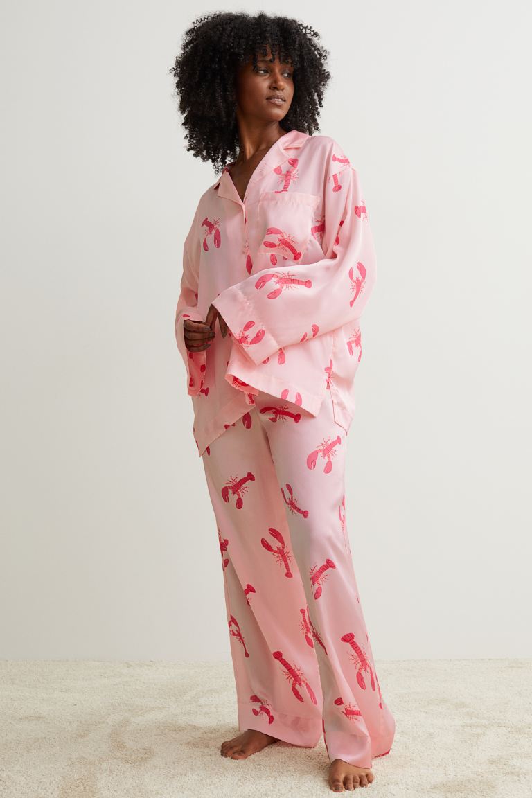 H&M + Patterned Satin Pajamas