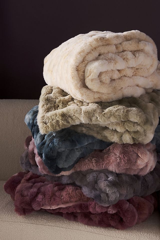 Anthropologie + Luxe Dyed Faux Fur Throw Blanket