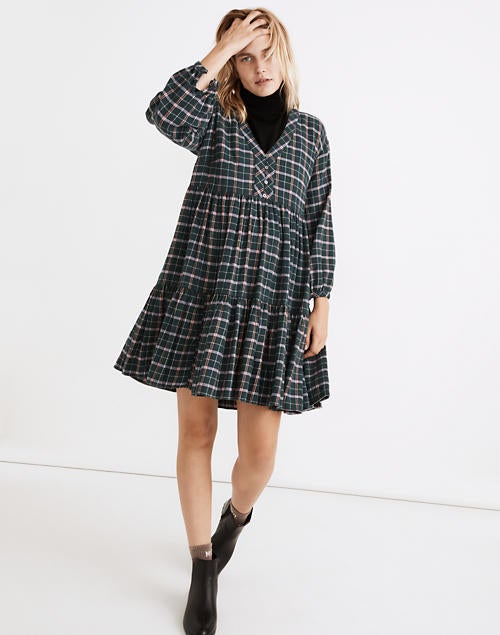 Madewell + Flannel Colette Mini Dress in Plaid