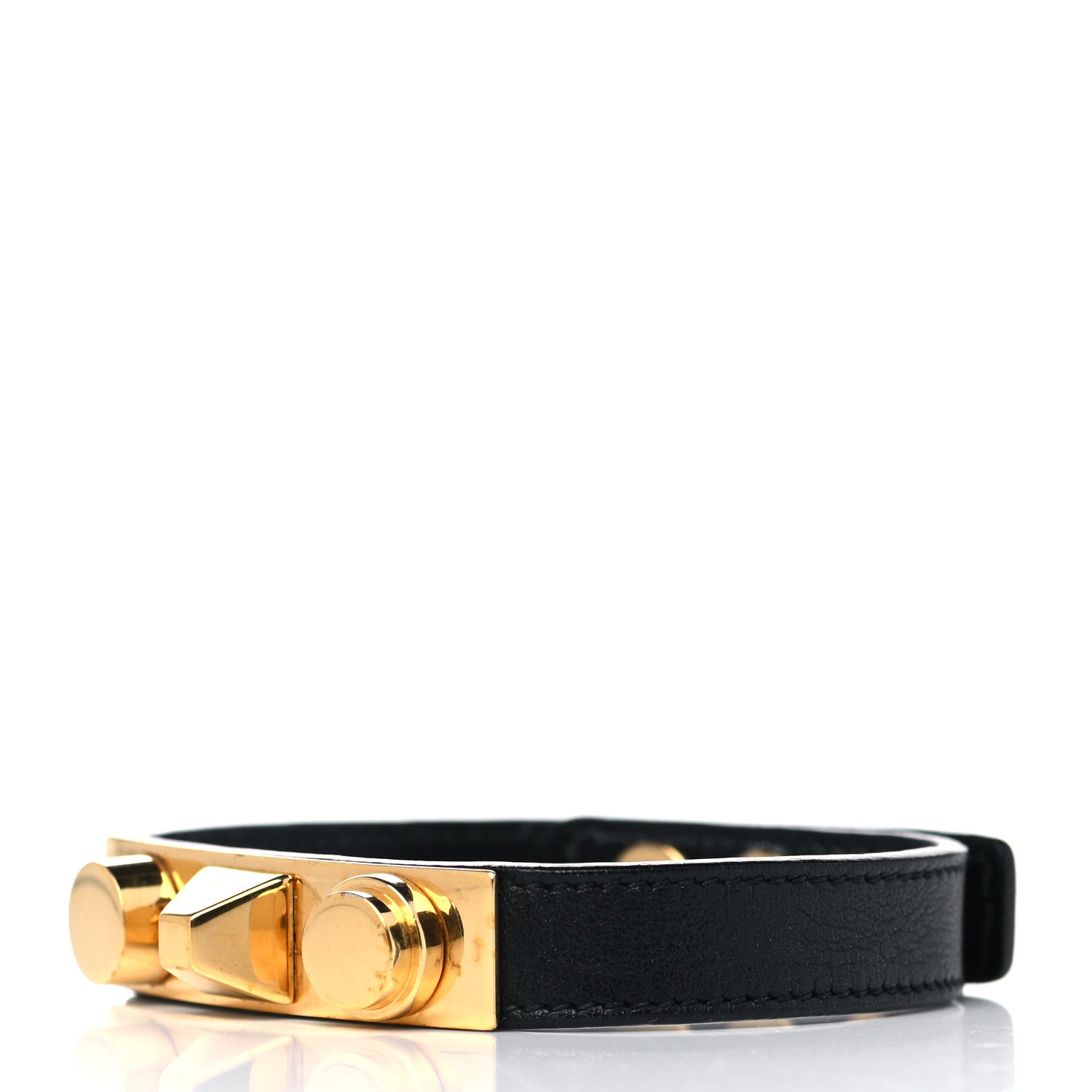 Saint Laurent + Calfskin 3 Clous Bracelet Black