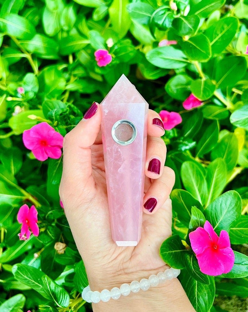 + Rose Quartz Smoking Pipe