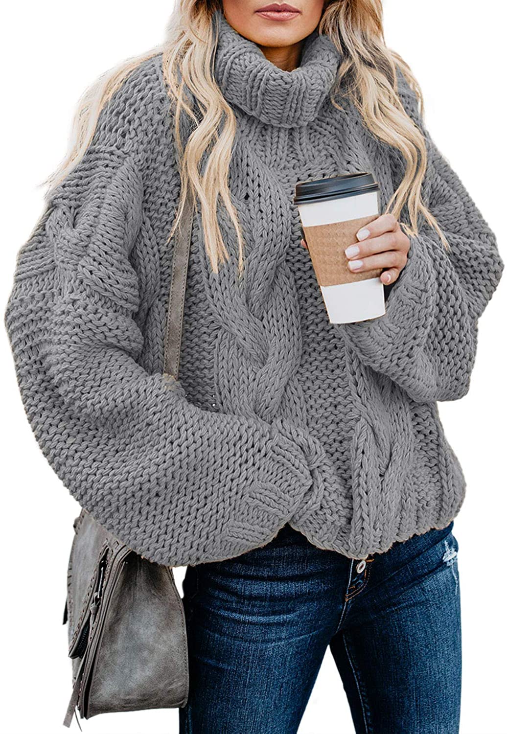 BLENCOT + Women Cable Knit Turtleneck Sweater