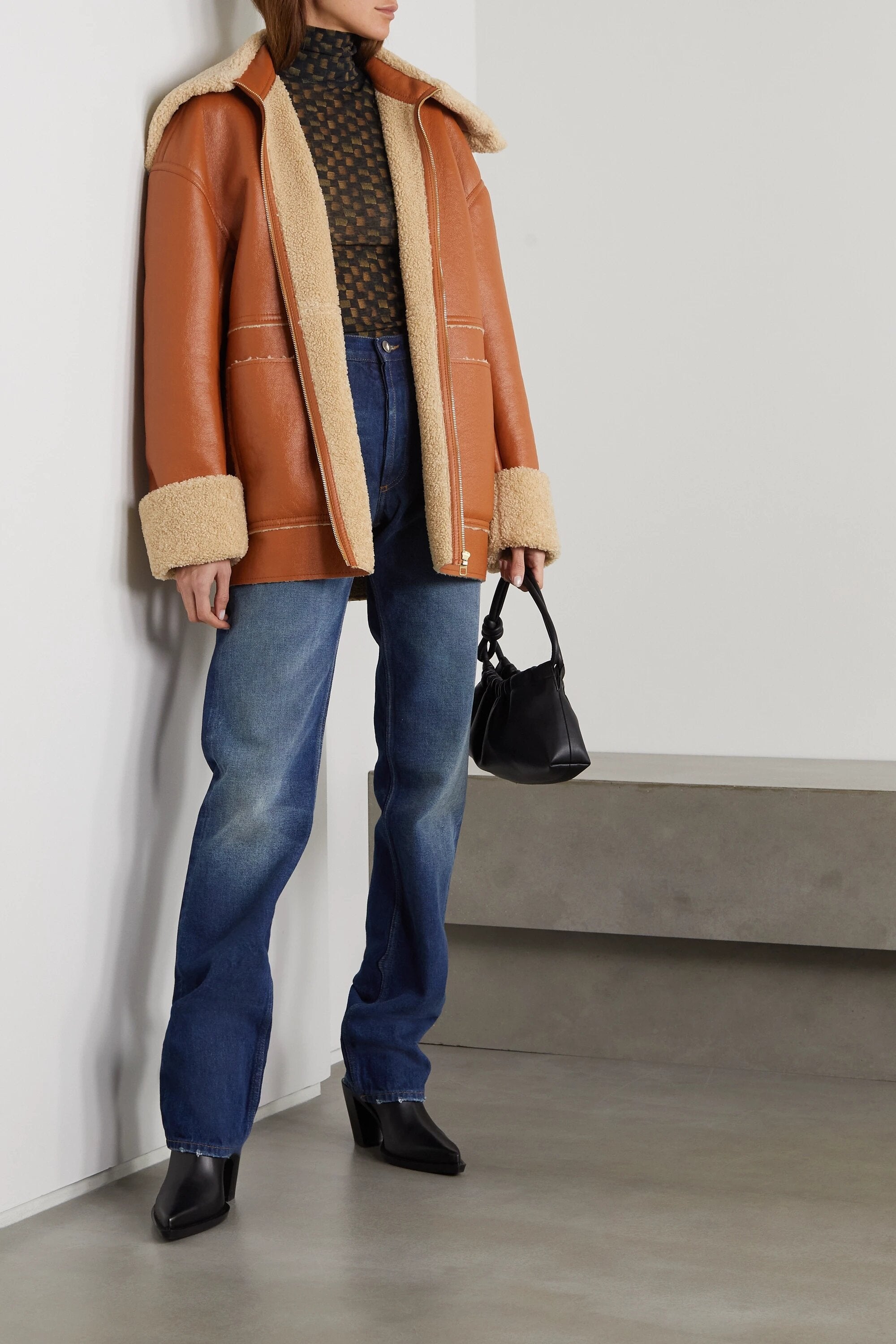 Nanushka + Beryl Paneled Faux Shearling Jacket