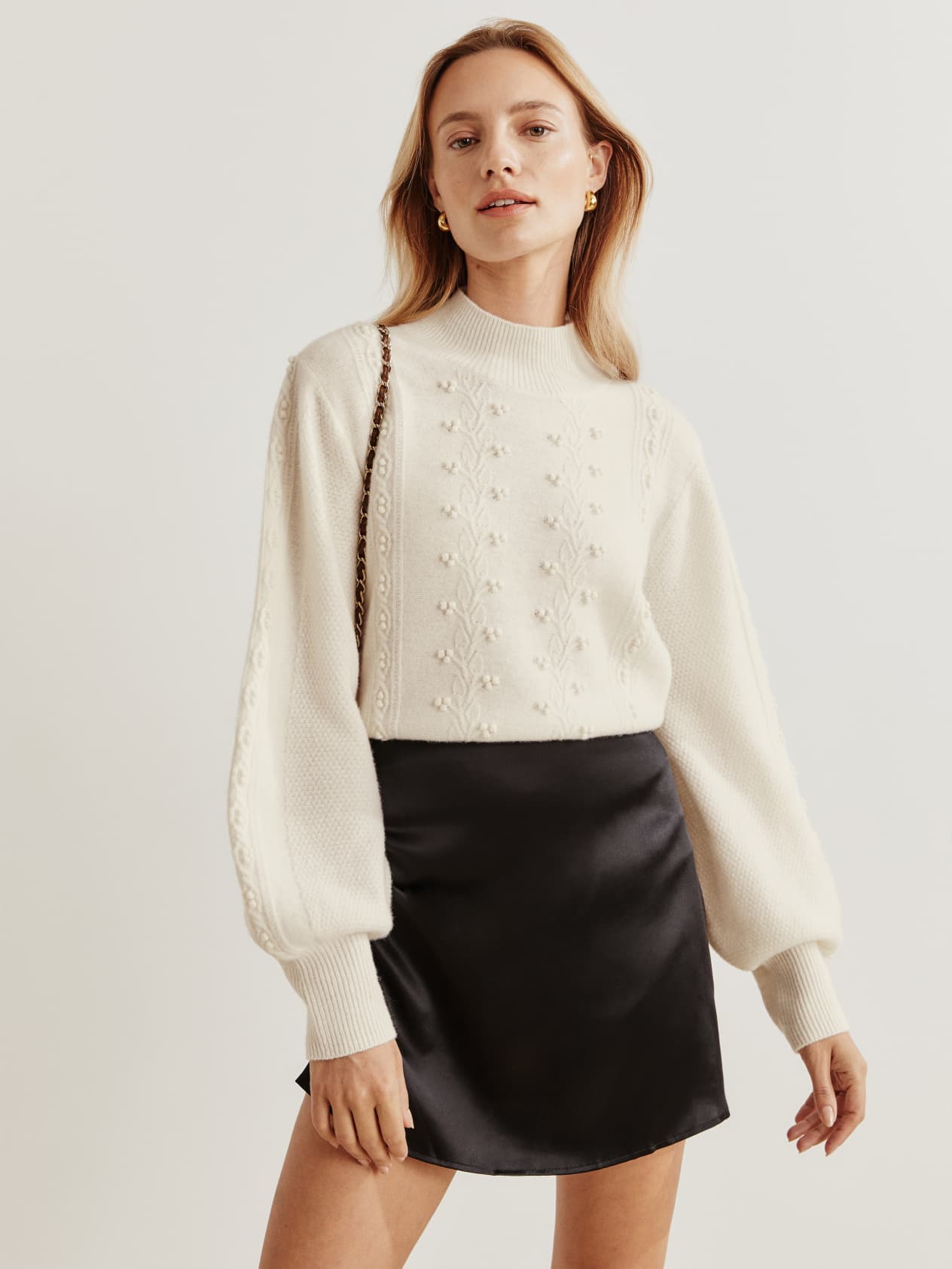 REFORMATION + NET SUSTAIN + Sinclair Embroidered Wool Sweater