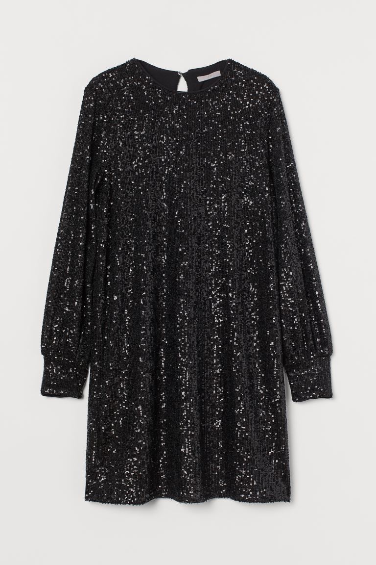 H&M + LongSleeved Sequinned Dress