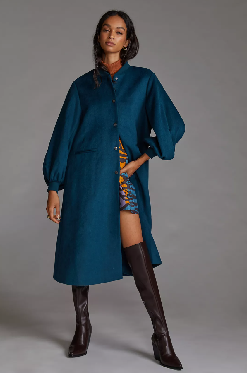 dRA + Cozy Wool Blend Puff-Sleeved Coat