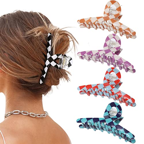 HAIR CLIPS + Large Checkerboard Claw Hair Clips (5Pack)
