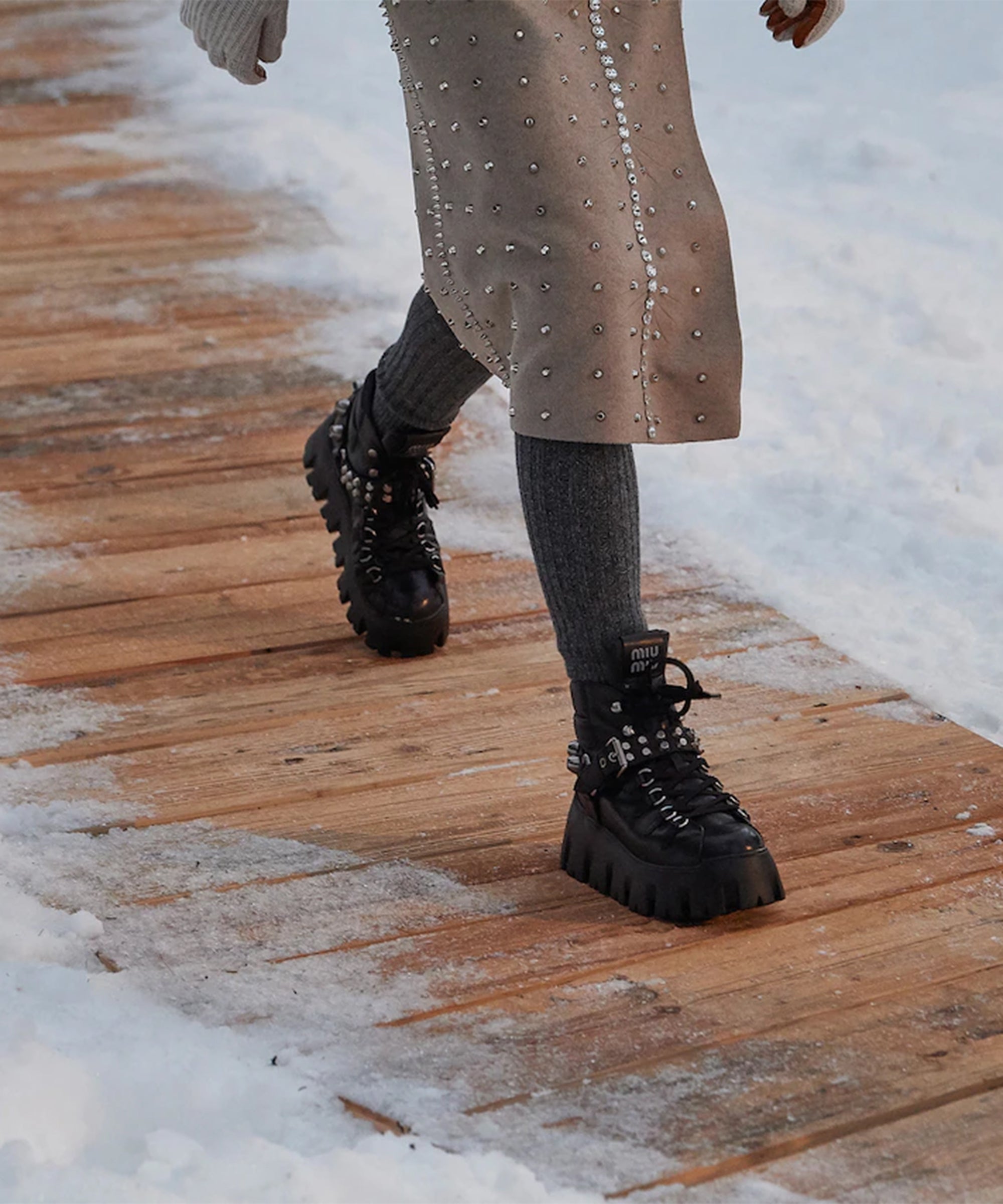 Kendall Jenner Black Leather Boots Autumn Winter 2019