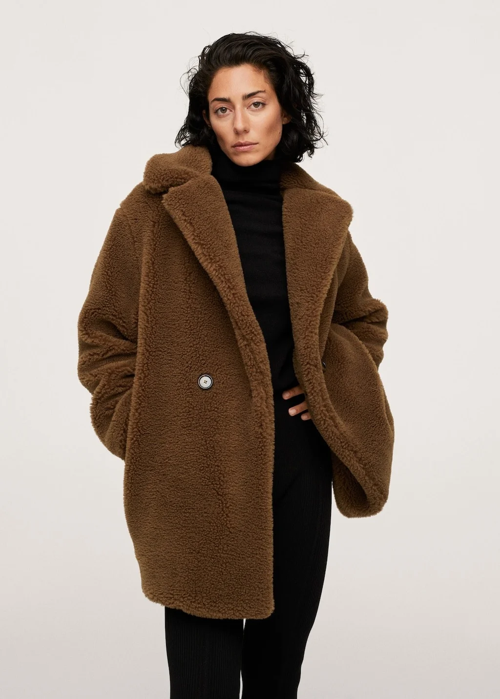 Mango Faux shearling oversized coat