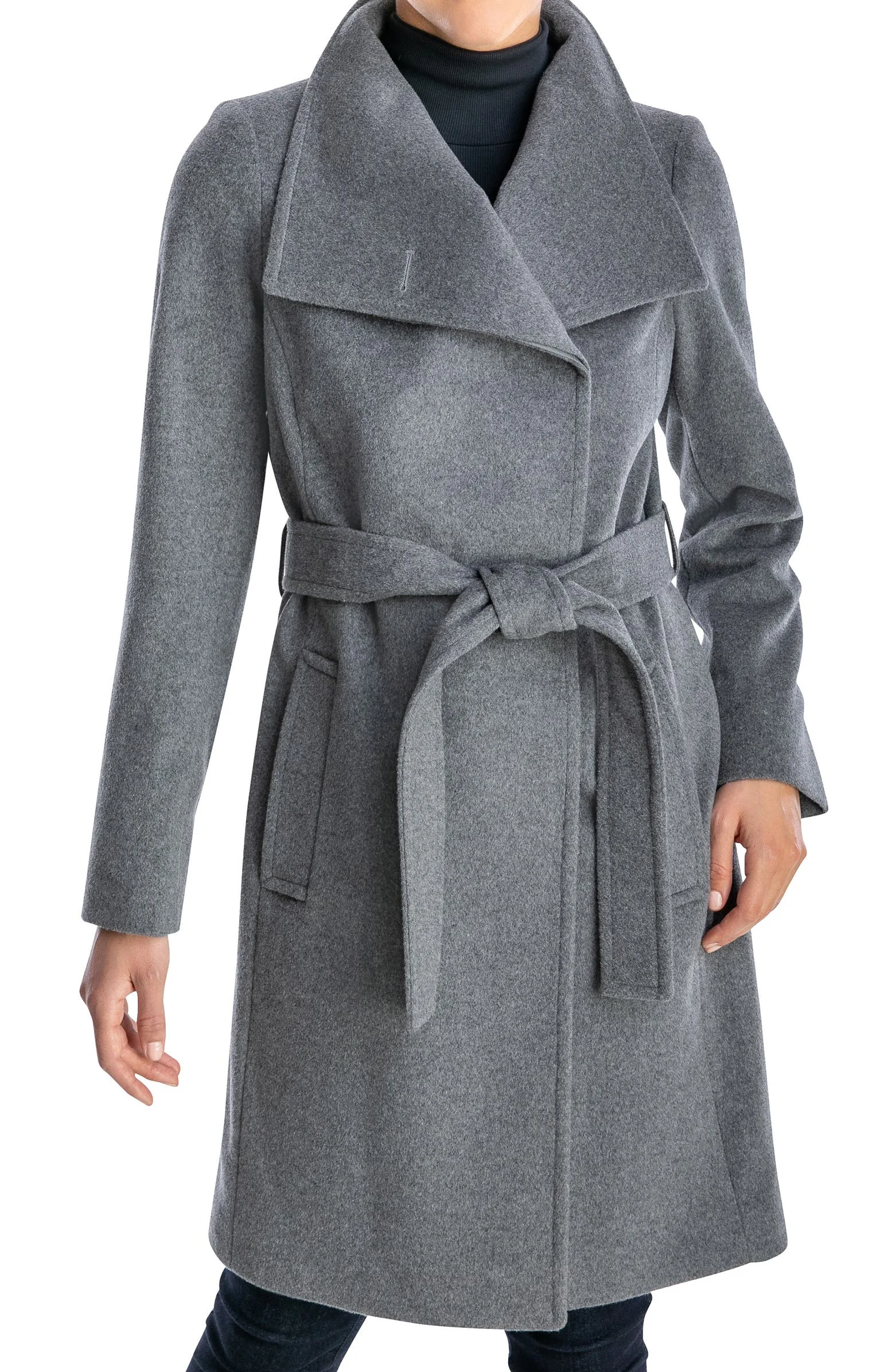 Michael kors asymmetrical belted wool blend coat Clearance
