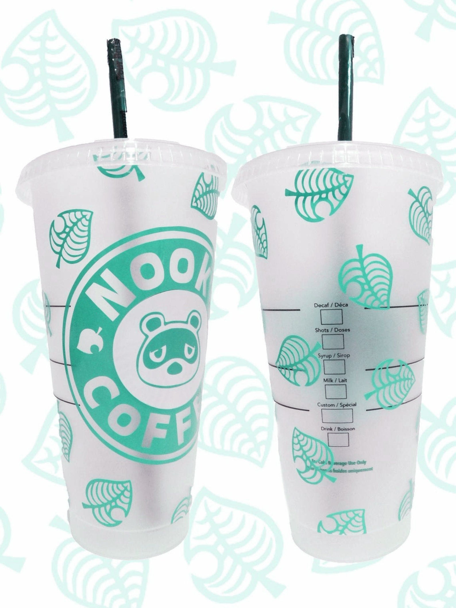 Starbucks Clear Green Leaves 24oz Cold Drink Cup