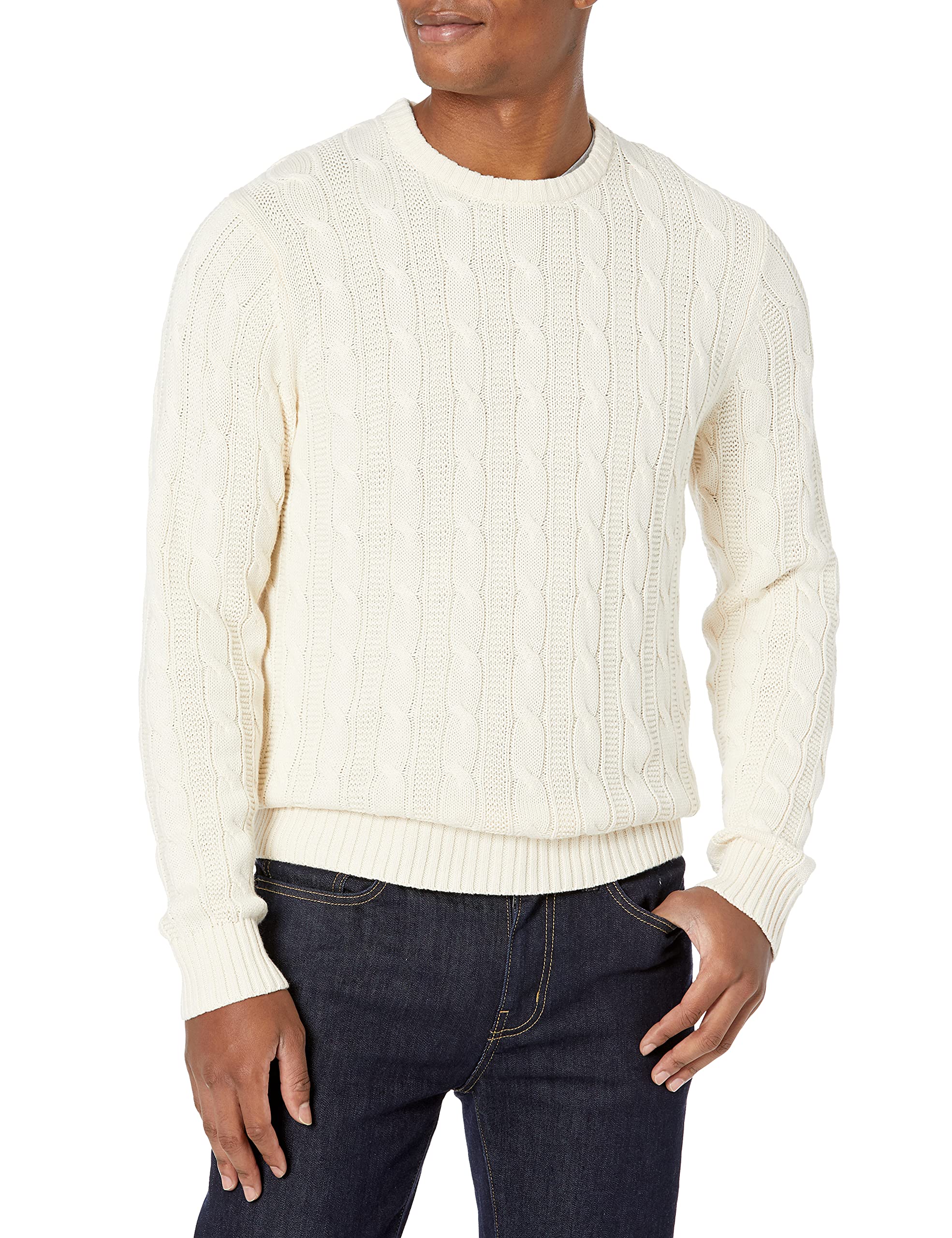 Goodthreads + Men’s Soft Cotton Cable Stitch Crewneck Sweater