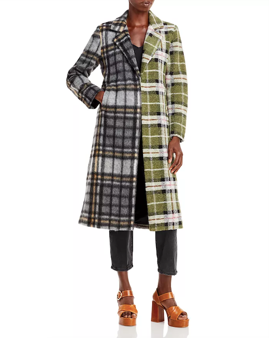 mixed plaid coat