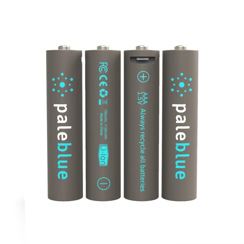 Paleblue + Rechargeable AAA Batteries with USB Charger